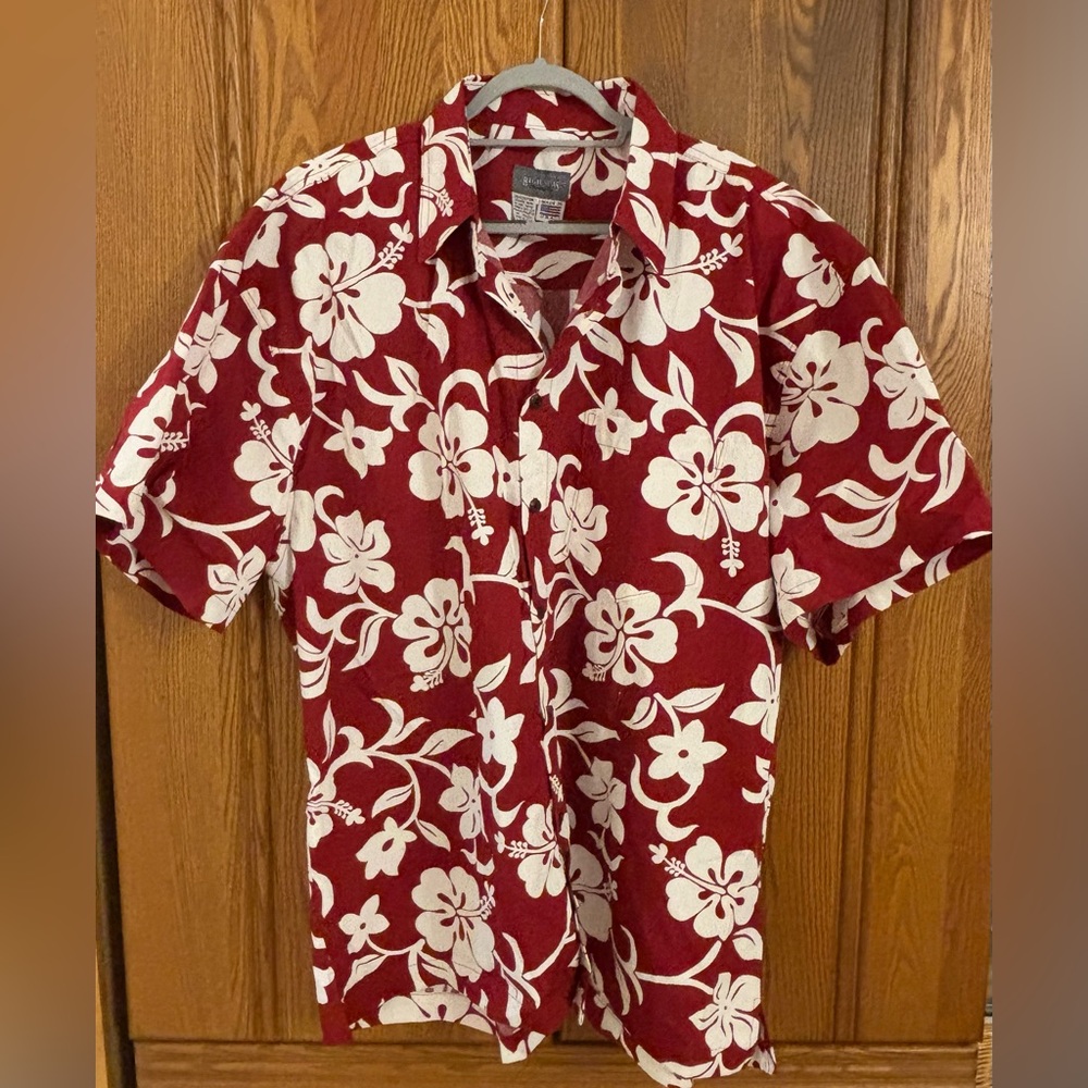 Men's Red Floral Casual Button Down Shirt